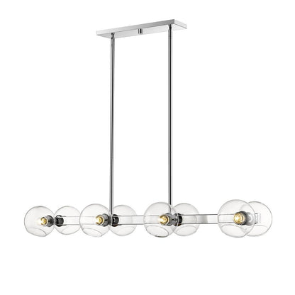 Z-Lite 455-8L Marquee 8 Light 34" Wide Clear Glass Orb Linear Chandelier - Chrome