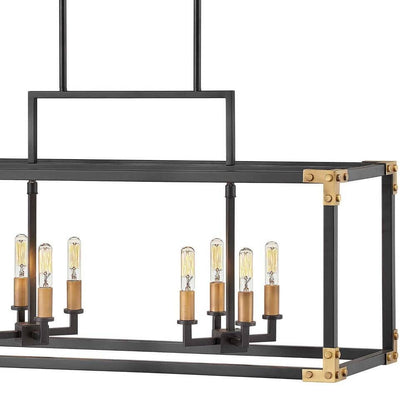 Eight Light Linear Chandelier In Transitional Style 34.5 Inches Wide By 19 Inches High Hinkley Lighting 4298Sk