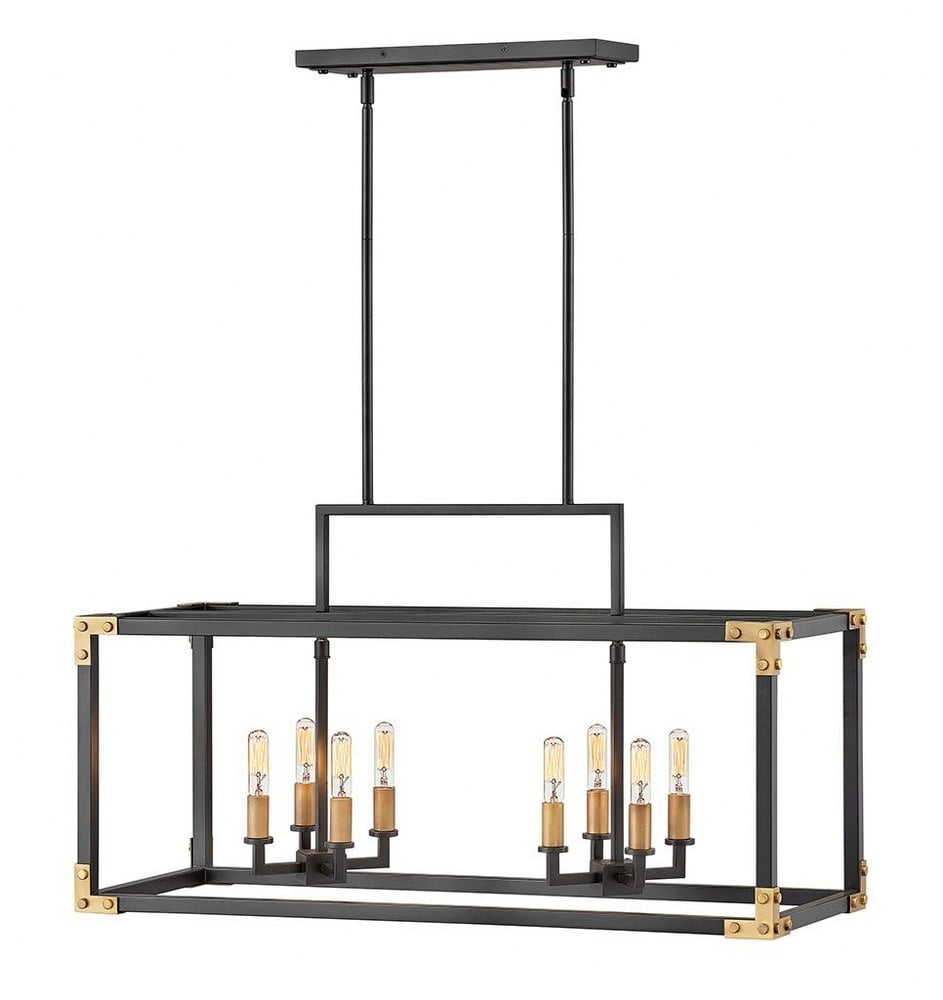 Eight Light Linear Chandelier In Transitional Style 34.5 Inches Wide By 19 Inches High Hinkley Lighting 4298Sk