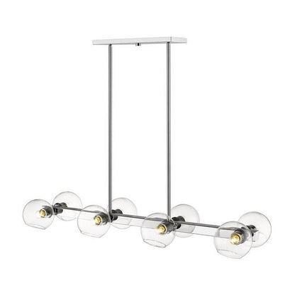 Z-Lite 455-8L Marquee 8 Light 34" Wide Clear Glass Orb Linear Chandelier - Chrome