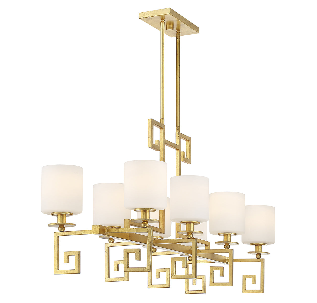 Quatrain 8-Light Linear Chandelier in True Gold