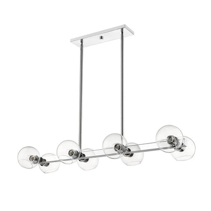 Z-Lite 455-8L Marquee 8 Light 34" Wide Clear Glass Orb Linear Chandelier - Chrome