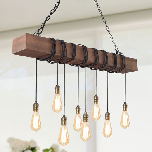 LNC 8-Light Farmhouse Linear Chandelier for Kitchen Island