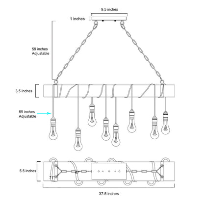 LNC 8-Light Farmhouse Linear Chandelier for Kitchen Island