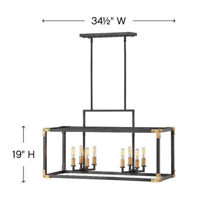 Eight Light Linear Chandelier In Transitional Style 34.5 Inches Wide By 19 Inches High Hinkley Lighting 4298Sk